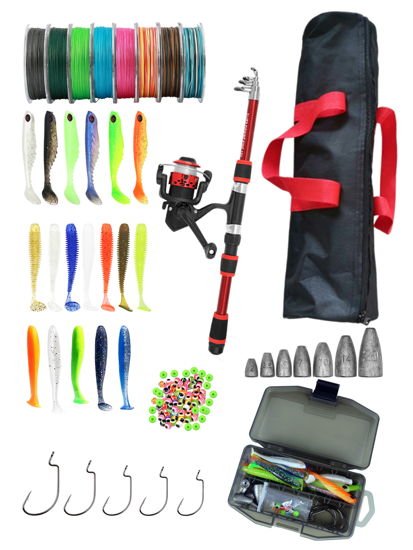 Fishing Lure Making Kit - Fishing Rod Reel Combos Collapsible Fishing