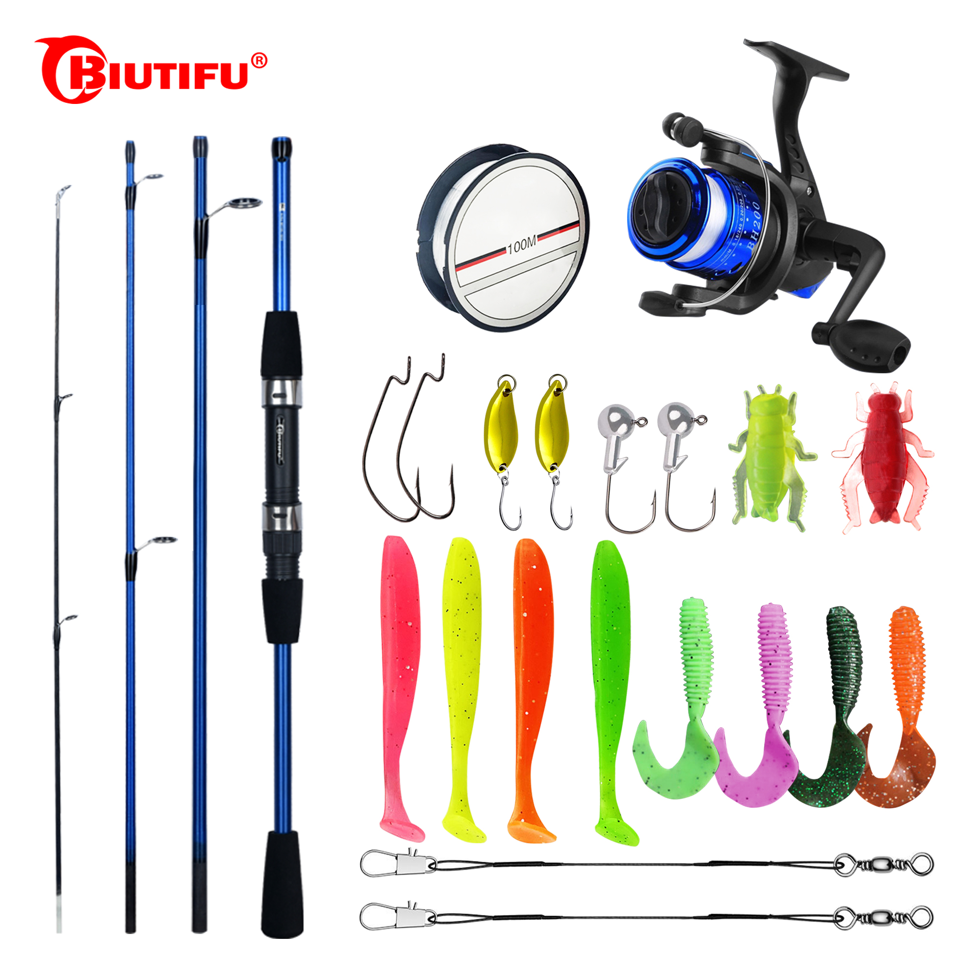 Fishing Lure Swimbait - BIUTIFU Spinning Fishing Rod Set 1.8/2.1m