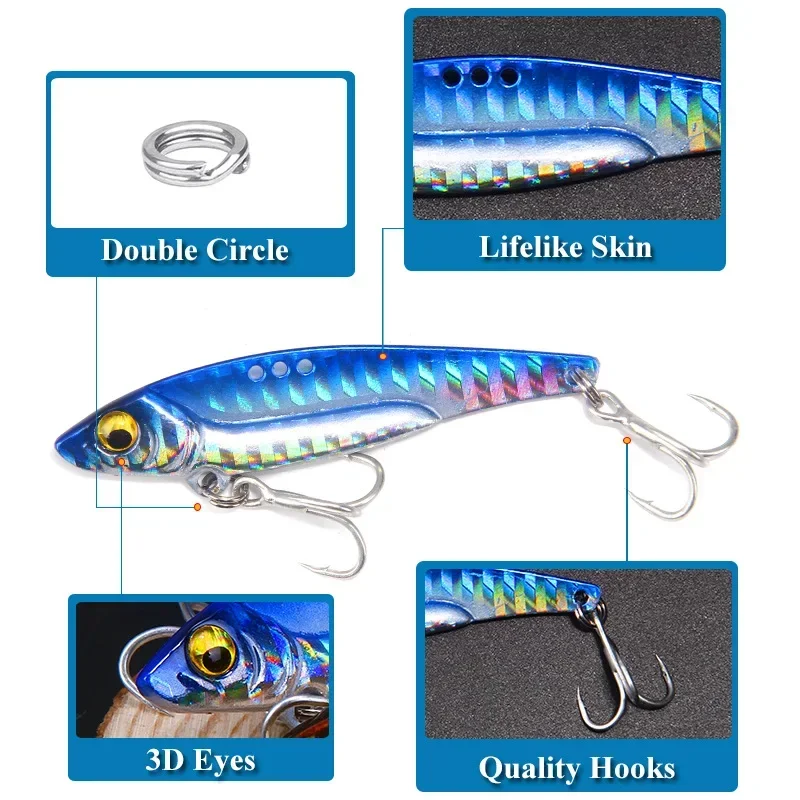 8/13/16/20g 3D Blue Yellow Pin - Fishing Lure Blade Bait recension och pris