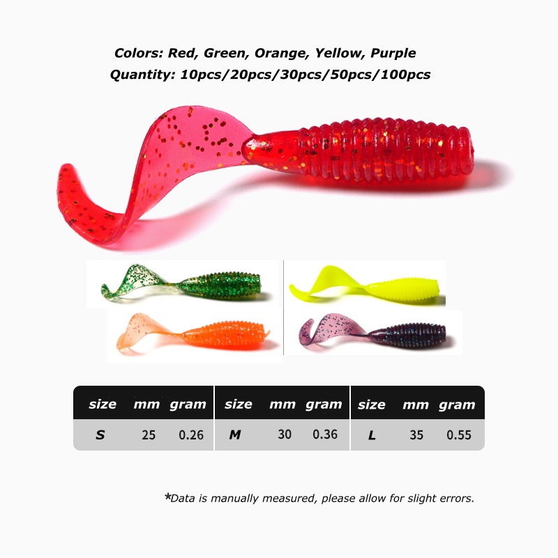 Wondersee 50PCS Soft Bait Worm - Fishing Lure Swimbait recension och pris