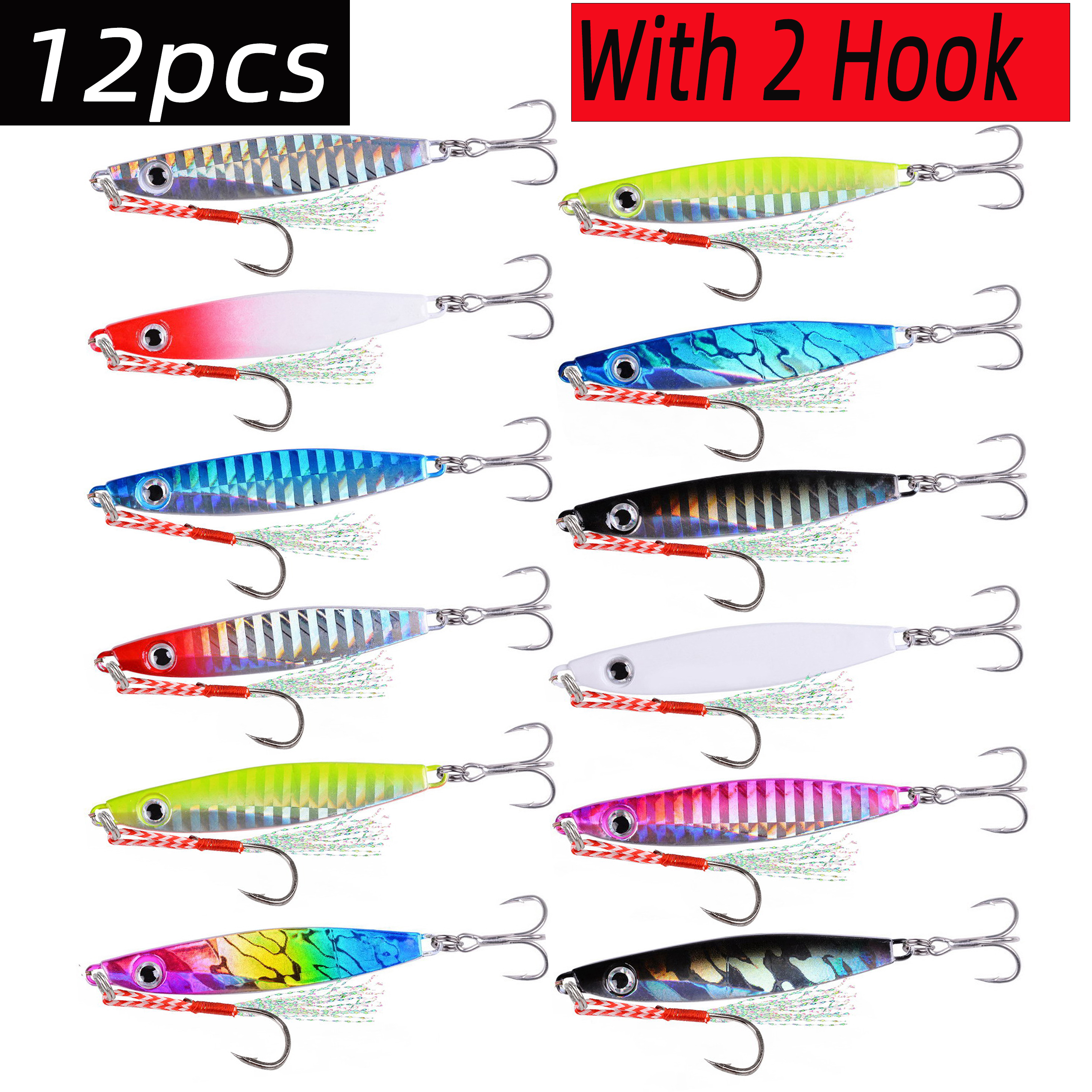 12pcs Fishing Metal Lures Jig  - Fishing Lure Blade Bait recension och pris